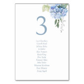 Blauw & Wit Hydrangea Gastenlijst Tafelnummer (Voorkant)