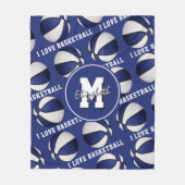 blauw wit Ik hou van basketbal team kleuren Fleece Deken (Voorkant)