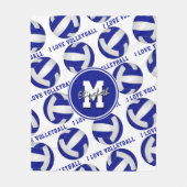 blauw wit Ik hou van volleybalsportkamerdecor Fleece Deken (Voorkant)