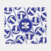 blauw wit Ik hou van volleybalsportkamerdecor Fleece Deken (Voorkant (Horizontaal))
