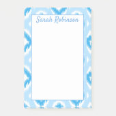 Blauw & Wit Ikat Block Print Aangepast Post-it® Notes (Voorkant)