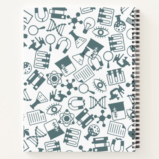 Blauw-wit Illustratieve Wetenschap Notitieboek (Achterkant)