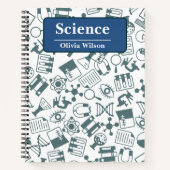 Blauw-wit Illustratieve Wetenschap Notitieboek (Voorkant)