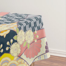 Blauw Wit Japans Kimono Bloemen Katoen Dineren