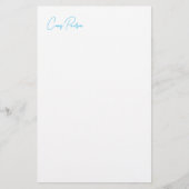 Blauw Wit Jouw Naam Calligrafie Uniek Minimalistis Briefpapier (Voorkant)