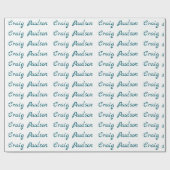 Blauw Wit Jouw Naam Uniek Speciaal Minimalistisch Cadeaupapier (Vlak)