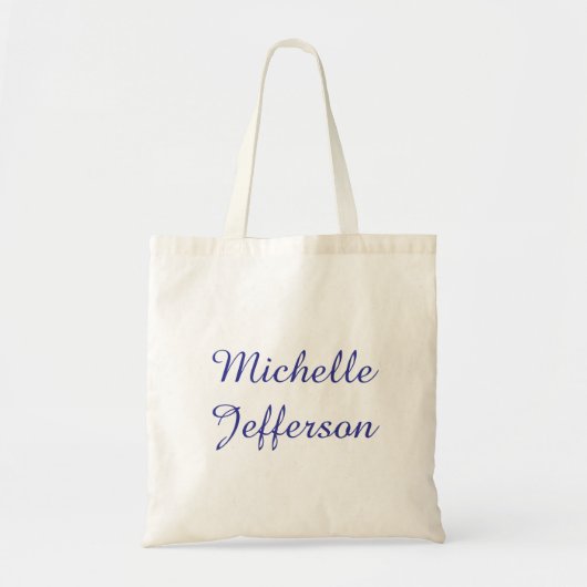 Blauw & Wit Kalligrafie Elegant Chic Modern Tote Bag (Voorkant)
