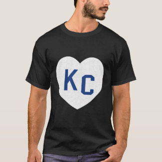 Blauw Wit Kansas Stad KC Hart Liefde Kansas Stad L T-shirt