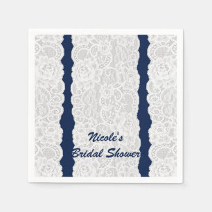 Blauw & Wit Kant Helder Elegant Landelijke Feest Servetten