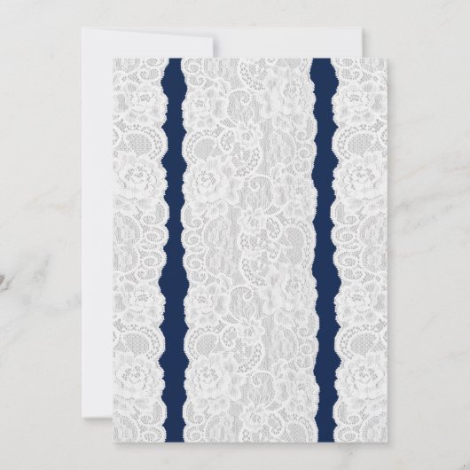 Blauw & Wit Kant Huwelijksrepetities Kaart (Achterkant)