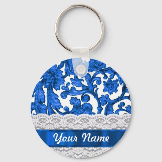 Blauw & wit kant sleutelhanger (Voorkant)