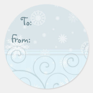 Blauw Wit Kerst Sneeuwvlok Gift Labels