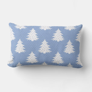 Blauw/Wit Kerstboom Omkeerbaar Kussen