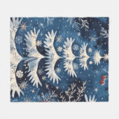 Blauw Wit Kerstboom Vakantie Fleece Deken (Voorkant (Horizontaal))