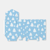 Blauw-wit kerstboompatroon bedankdoosjes (Uitgevouwen)