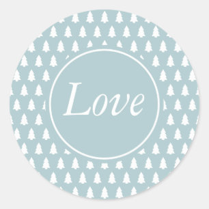 Blauw-Wit Kerstboompatroon Ronde Sticker
