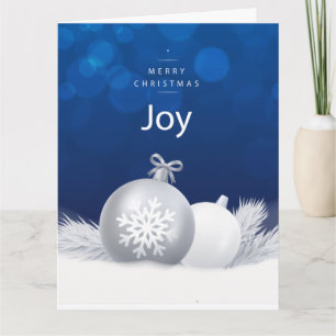 Blauw wit Kerstmis sneeuw DIY bericht boom baubles Kaart