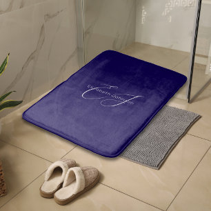 Blauw-wit klassieke minimalistische naam aangepast badmat