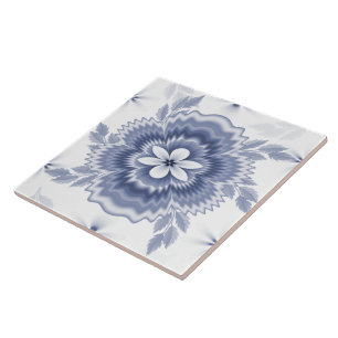 Blauw Wit Kleur Bloem Patroon Tegeltje