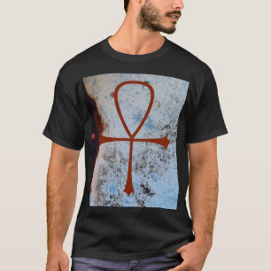 blauw wit kleurveld met corrosie en rode dr... t-shirt