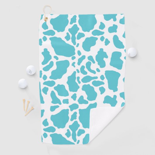 Blauw & Wit Koeienvlekken Dierenprint Patroon Golfhanddoek (Insitu)