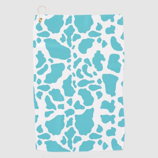 Blauw & Wit Koeienvlekken Dierenprint Patroon Golfhanddoek (Voorkant)