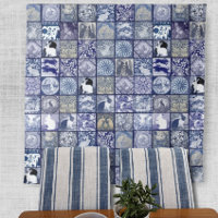 Blauw Wit Konijn Uniek Tegel Patroon