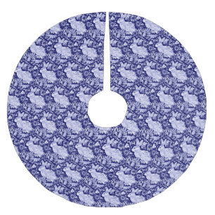Blauw & Wit Konijn Vogel Kerstmis Elegant Patroon Kerstboom Rok