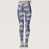 Blauw-wit konijnenontwerper Leggings (Voorkant)