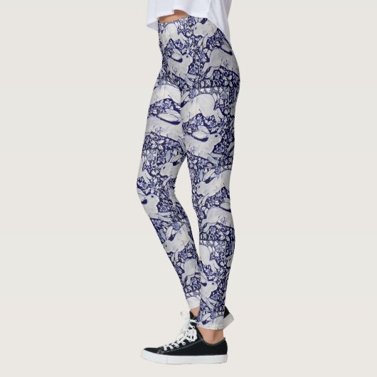 Blauw-wit konijnenontwerper Leggings (Links)