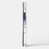  Blauw & Wit Konijnenvogel Bloemenblad Schets Case-Mate iPhone Case (Achterkant / Rechts)