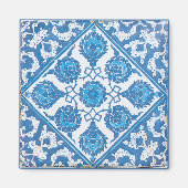 Blauw Wit  Korenbloem Art Tegel Magnet Magneet (Voorkant)