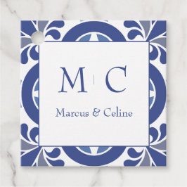 Blauw & Wit Kust Mediterraan Huwelijk Bedankjes Labels