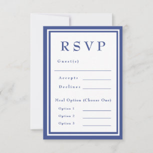 Blauw & Wit Kust Mediterraan Huwelijk RSVP Kaartje