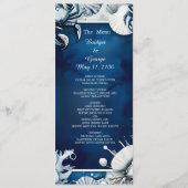 Blauw & Wit Kustvibe huwelijksprogramma & menu (Voorkant)