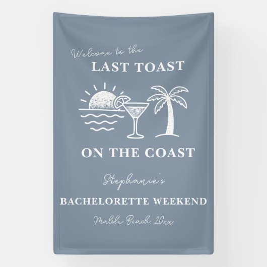 Blauw-wit laatste toast op de kust Bachelorette Spandoek (Verticaal)