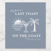 Blauw-wit laatste toast op de kust Bachelorette Wijn Etiket (Enkel label)