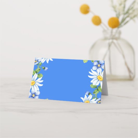 Blauw Wit Land Daisy Bloemen Bruiloft (Achterkant)