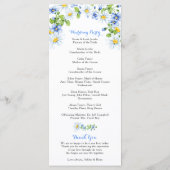 Blauw Wit Land Daisy Bloemen Bruiloft Programma (Achterkant)