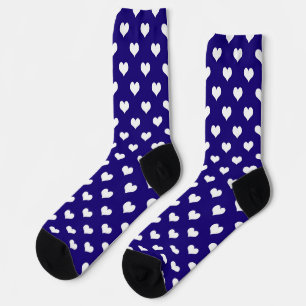 Blauw Wit Liefde Hart Patroon Ontwerp Sokken