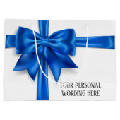 Blauw wit lint boog glam elegante chique girly groot cadeauzakje (Achterkant)