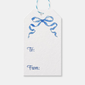 Blauw wit lint Kerst Hannukah cadeau labels Cadeaulabel
