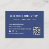 Blauw Wit Logo QR Code Bedankt voor uw bestelling Visitekaartje (Achterkant)
