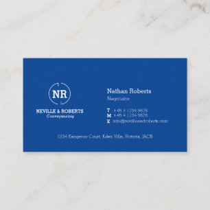 Blauw wit logo visitekaartje met twee letters