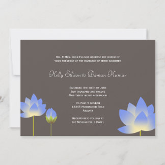 Blauw wit lotus bloemen moderne leisteen grijs bru kaart