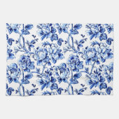 Blauw-wit Magnolias Toile de Jouy Theedoek (Horizontaal)