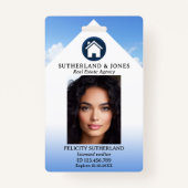 Blauw Wit Makelaar Foto-ID Badge (Voorkant)