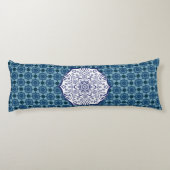 Blauw & Wit Mandel met Wezens Lichaamskussen (Achterkant)