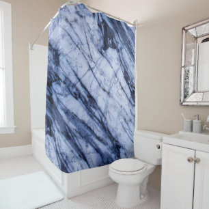 Blauw & Wit Marmer Draaien Modern Chic Douchegordijn