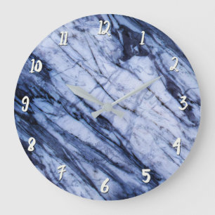 Blauw & Wit Marmer Draaien Modern Chic Grote Klok